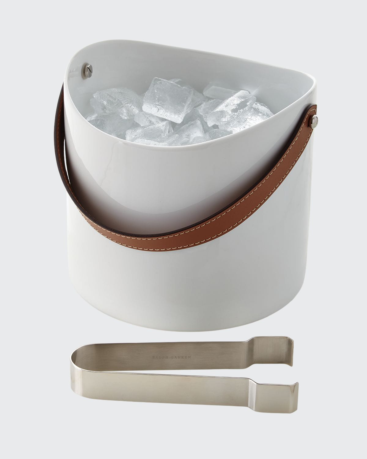 Ralph Lauren Wyatt Ice Bucket And Tongs In White