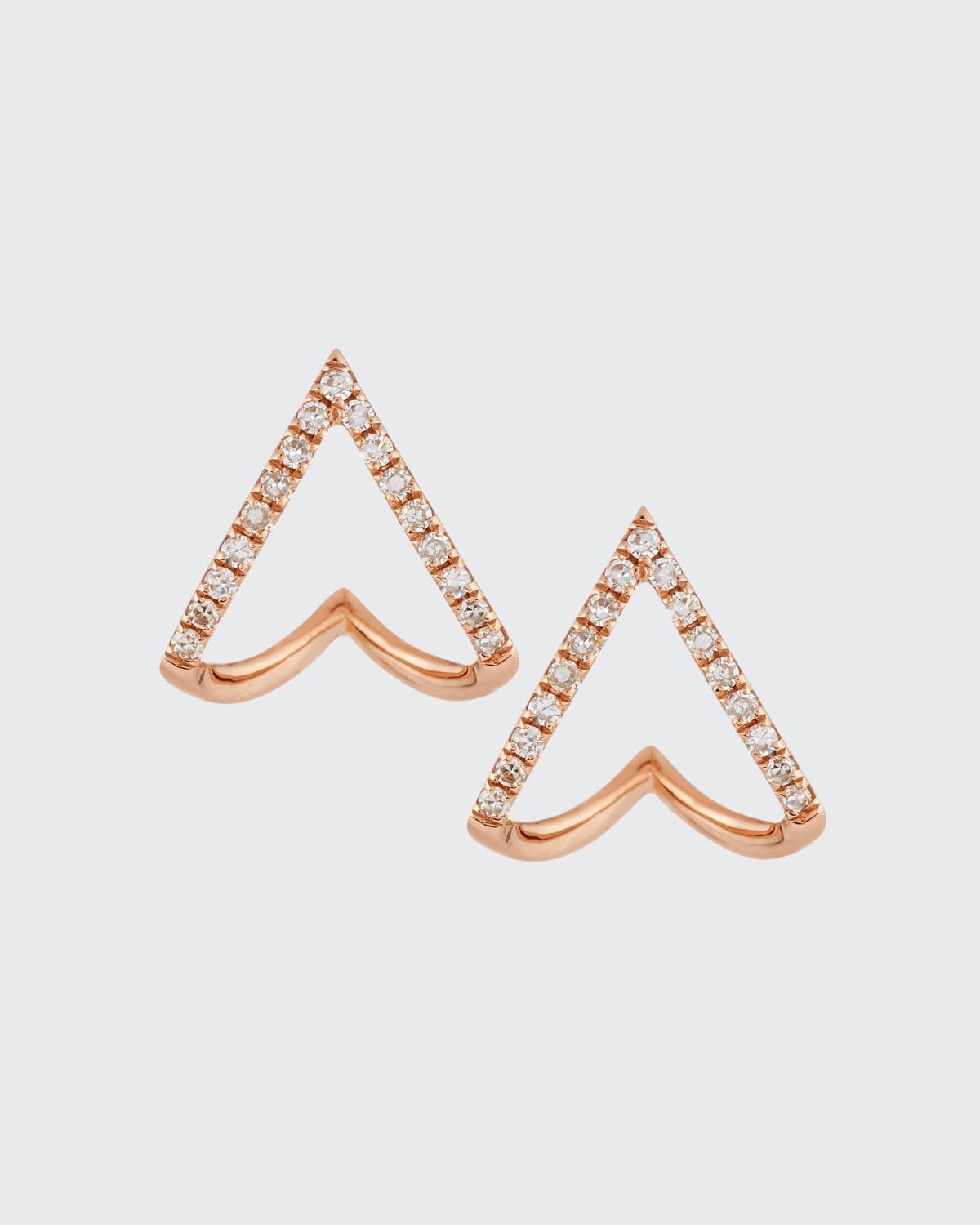 Ef Collection 14k Gold Mini Chevron Wrap Stud Earrings With Diamonds