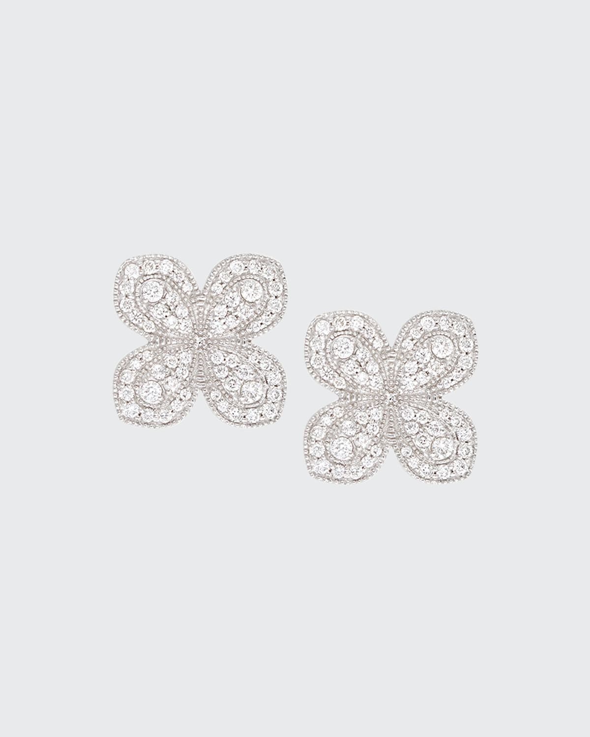 Jamie Wolf Scallop Pave Petal Earrings with Diamonds in 18K White Gold