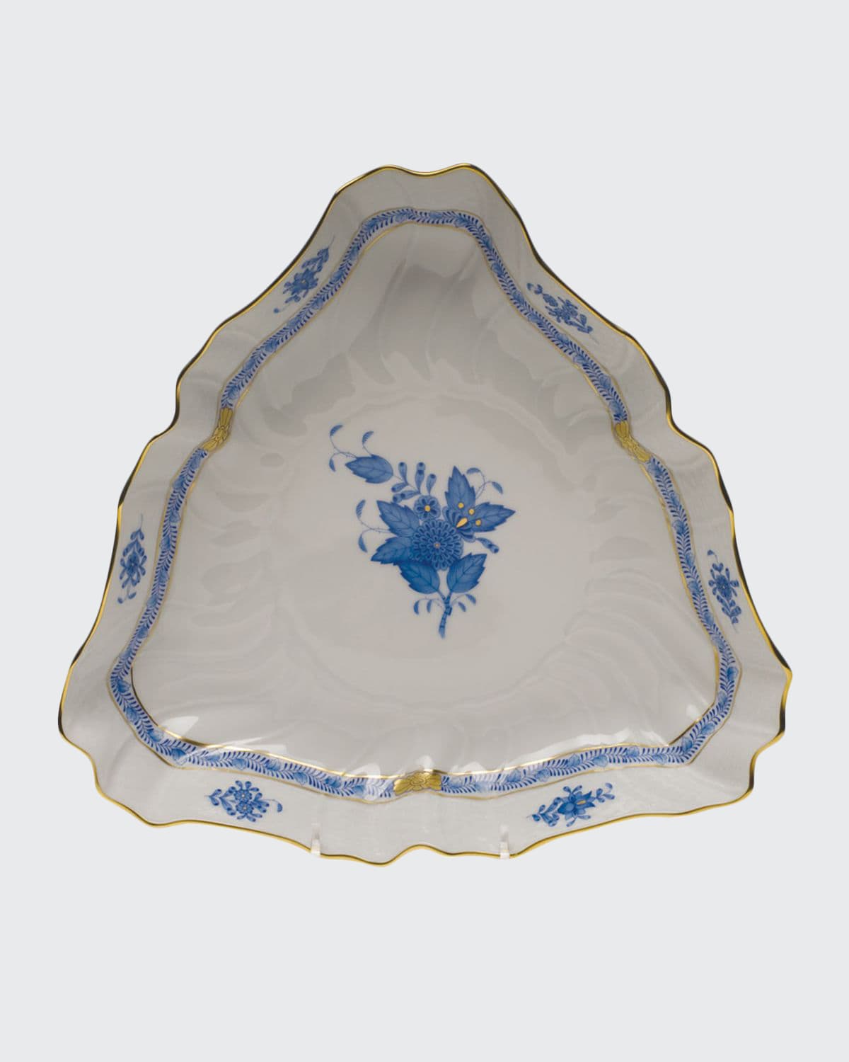 Herend Chinese Bouquet Triangle Vegetable Dish In Blue