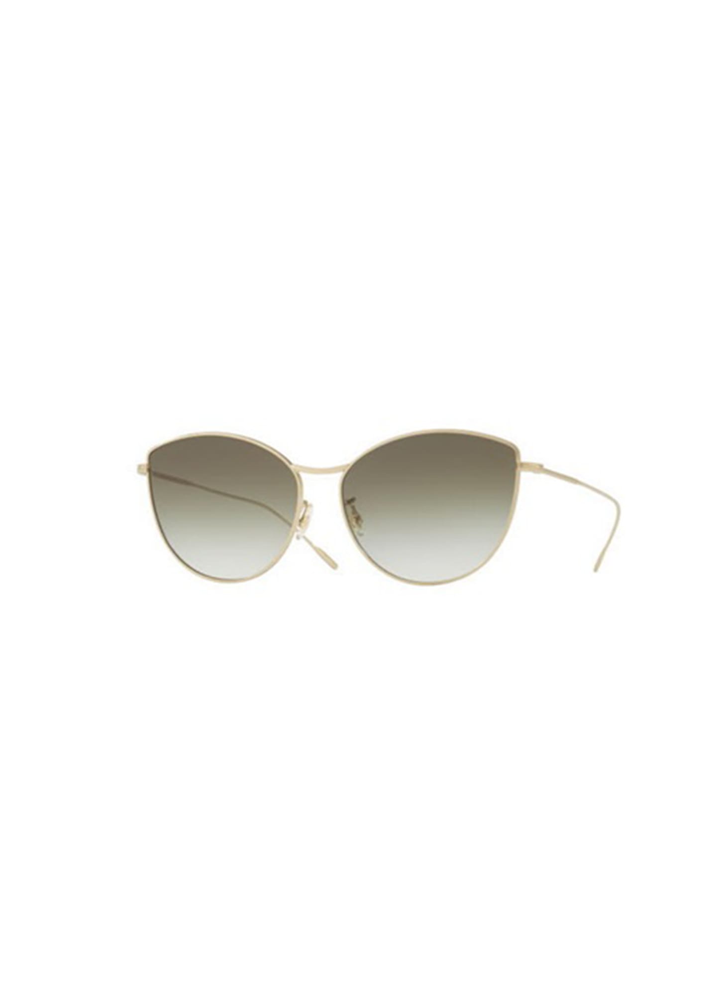 Rayette Vintage-Inspired Metal Cat-Eye Sunglasses, Gold