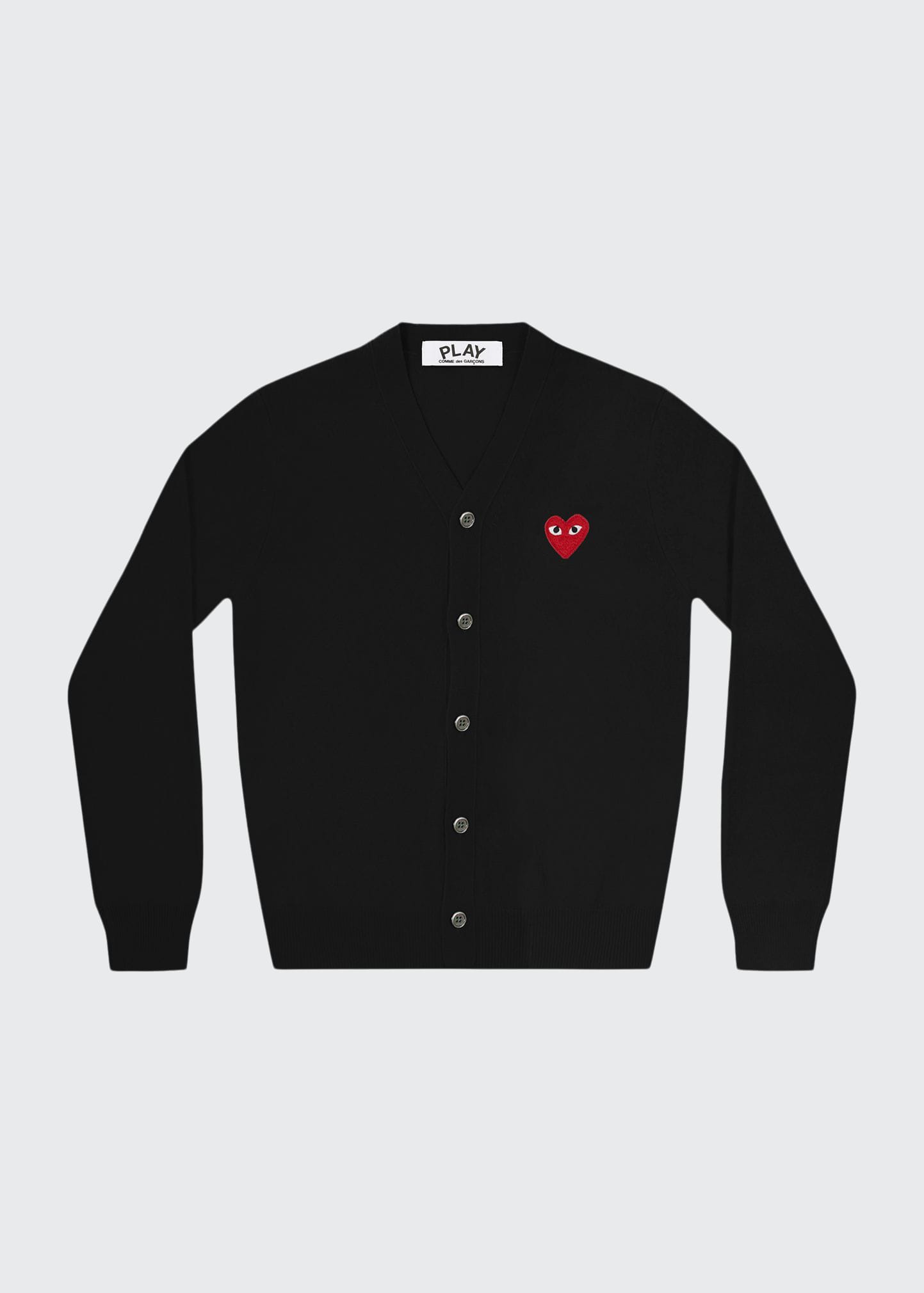 Comme Des Garçons Men's Small Heart Wool Cardigan Sweater In Red