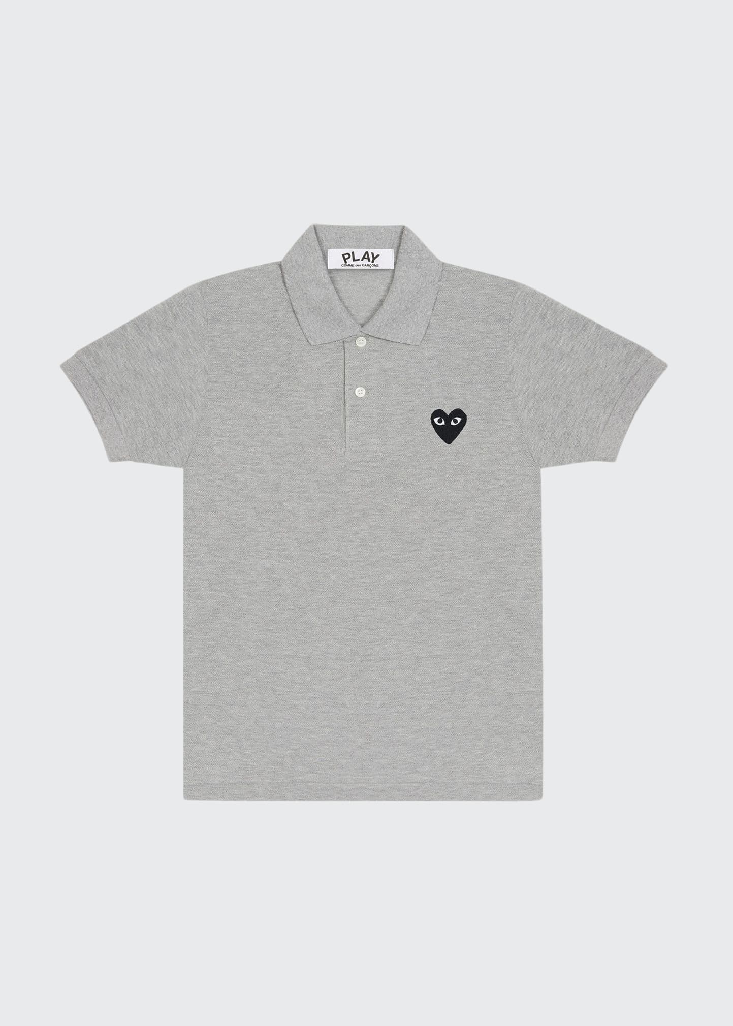 Shop Comme Des Garçons Men's Heart Polo Shirt In Grey - 1