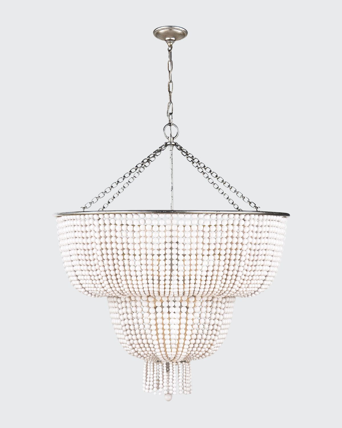 Aerin Jacqueline Two-tier Chandelier In White And Silver