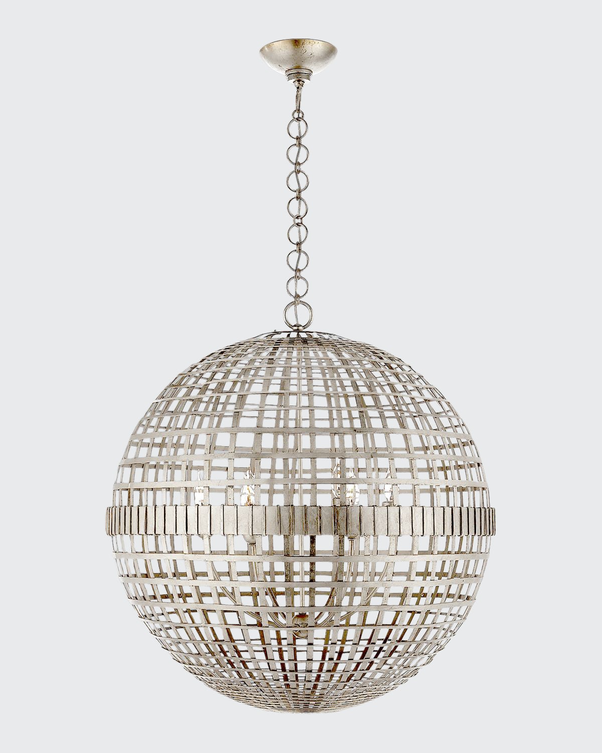 Aerin Mill Large Globe Lantern In Silver
