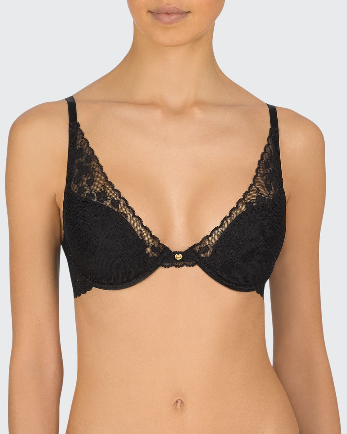 Natori Flora Underwire Contour Bra In Blue/ivory