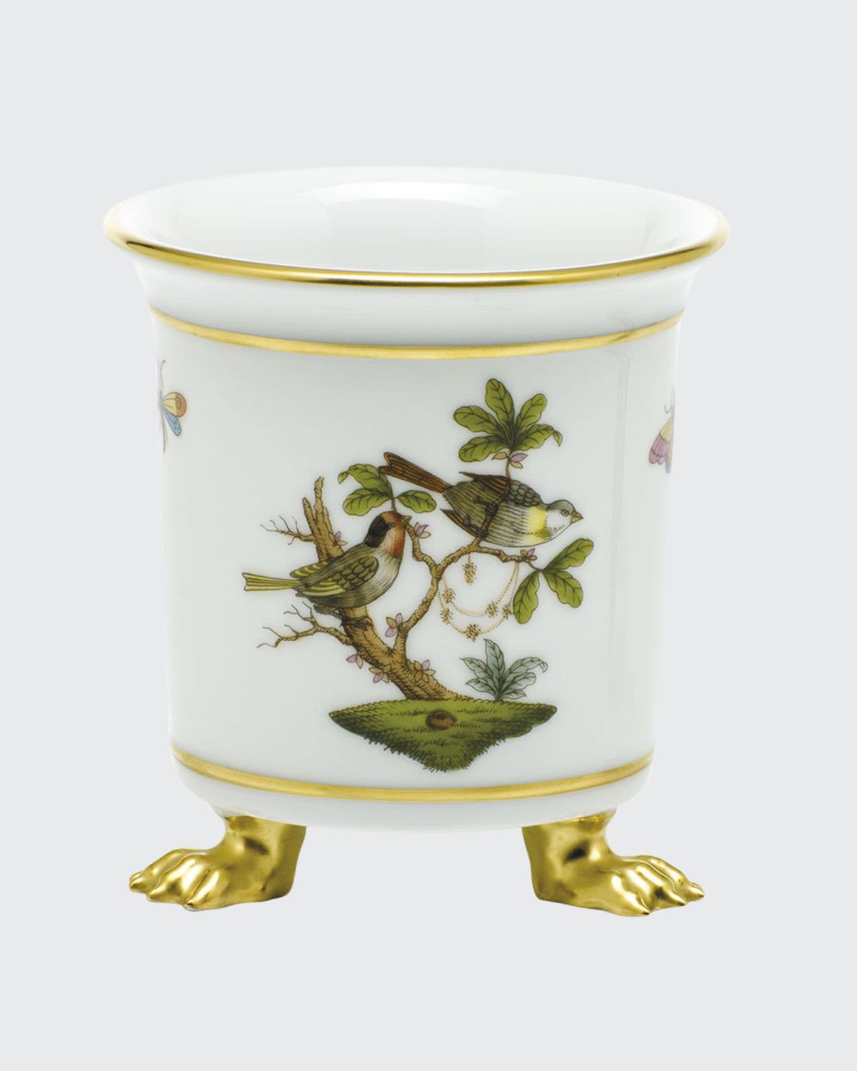 Herend Rothschild Bird Mini Cache Pot With Feet In Multi
