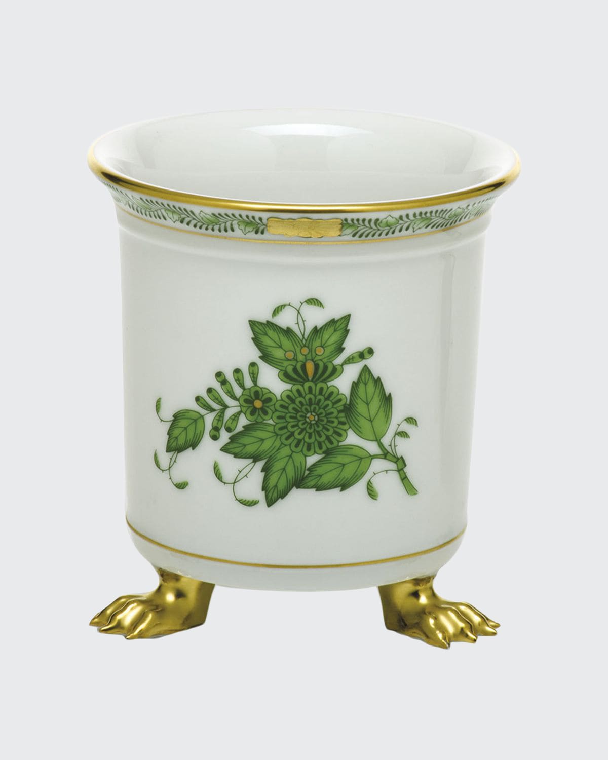 Herend Chinese Bouquet Green Mini Cachepot Wfeet In Multi