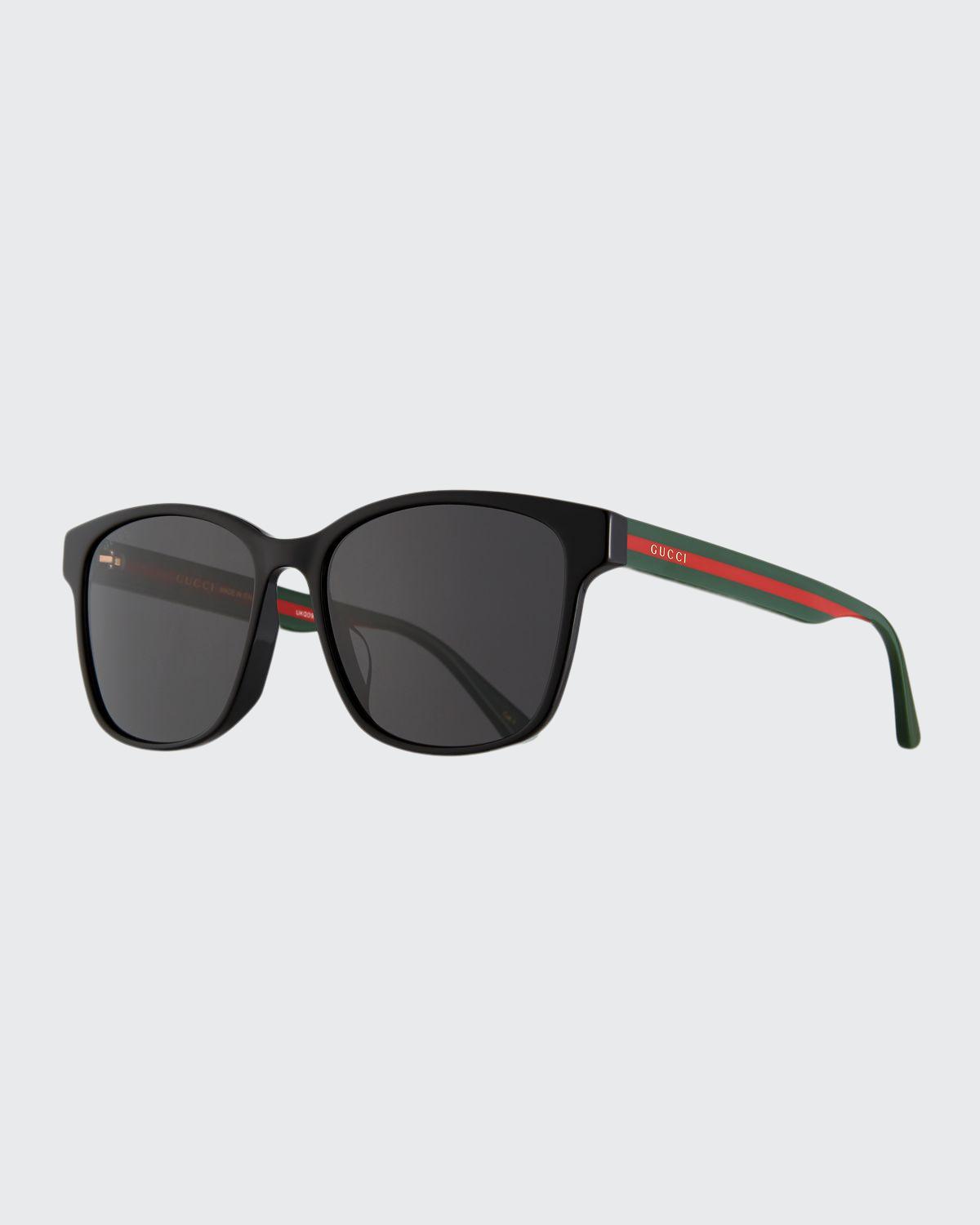 Men's Square Acetate Sunglasses with Signature Web