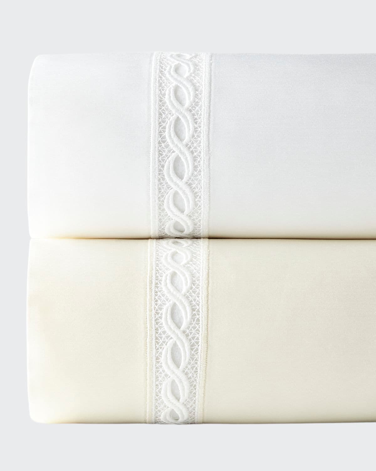 Shop Sferra King 1,020 Thread Count Lace Sateen Flat Sheet In Ivory