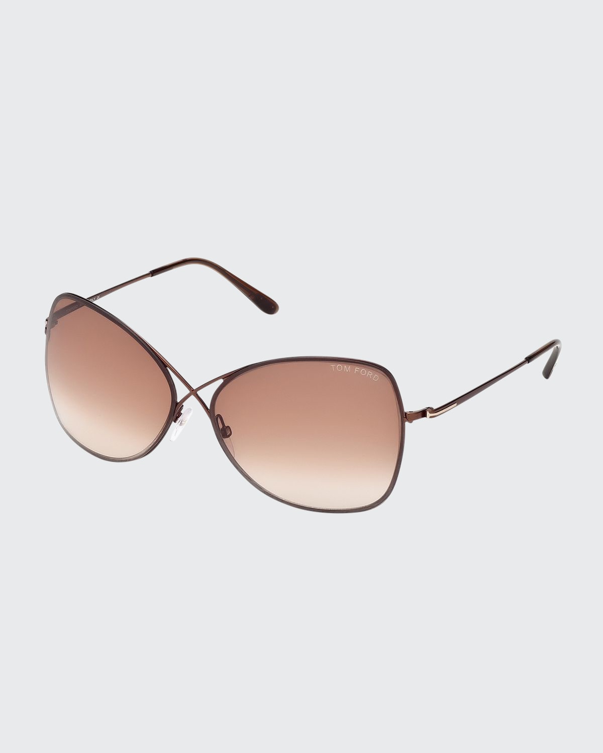 Shop Tom Ford Colette Metal-frame Butterfly Sunglasses In Brown / Brown