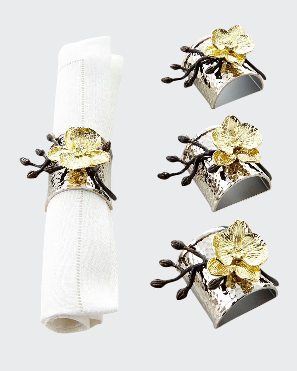 Michael Aram Four Gold Orchid Napkin Rings