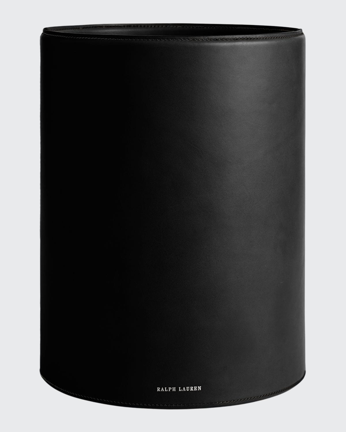 Polo Ralph Lauren Brennan Leather Waste Bin In Black