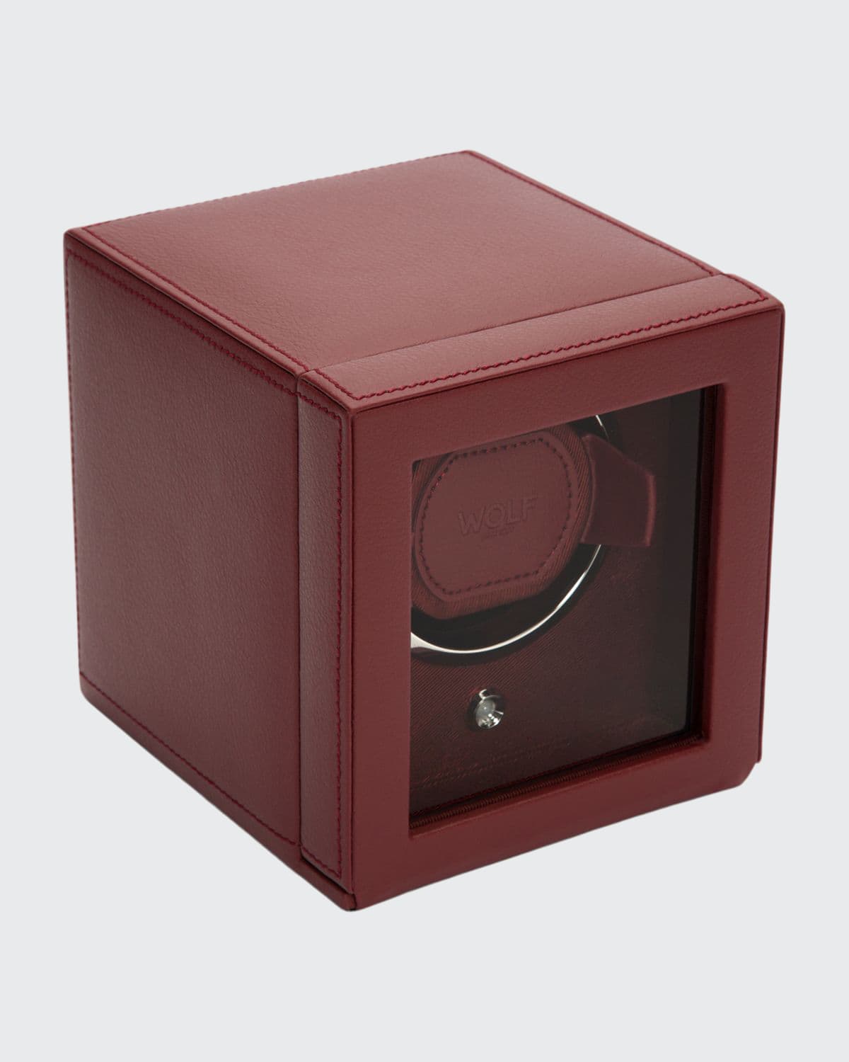 Wolf Cub Watch Winder With Cover In Bordeaux