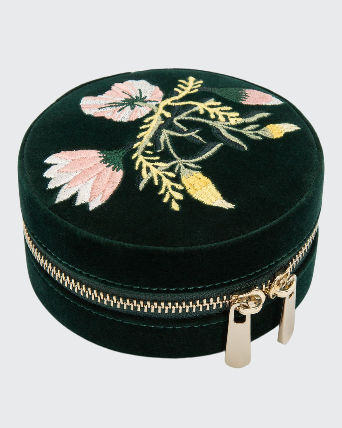 Wolf Zoe Round Travel Jewelry Case In Forest Green