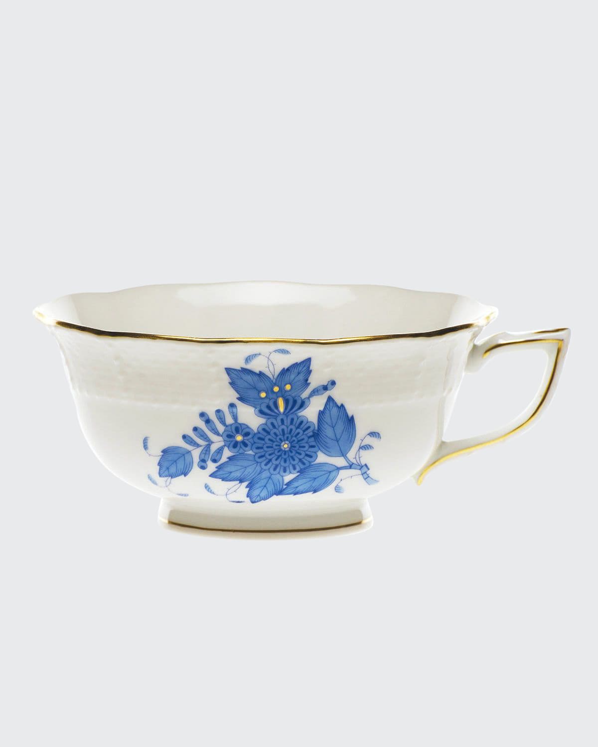 Herend Blue Chinese Bouquet Teacup In White