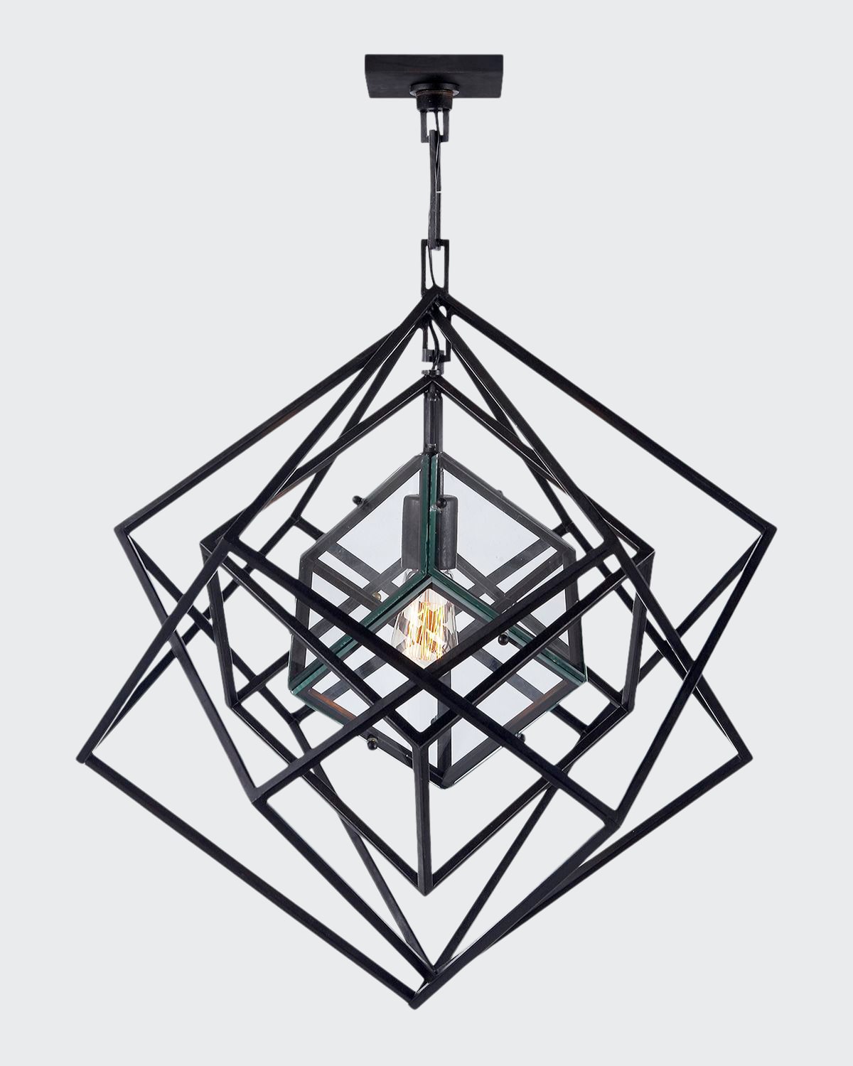 Kelly Wearstler For Visual Comfort Signature Cubist Small Chandelier In Aged Iron