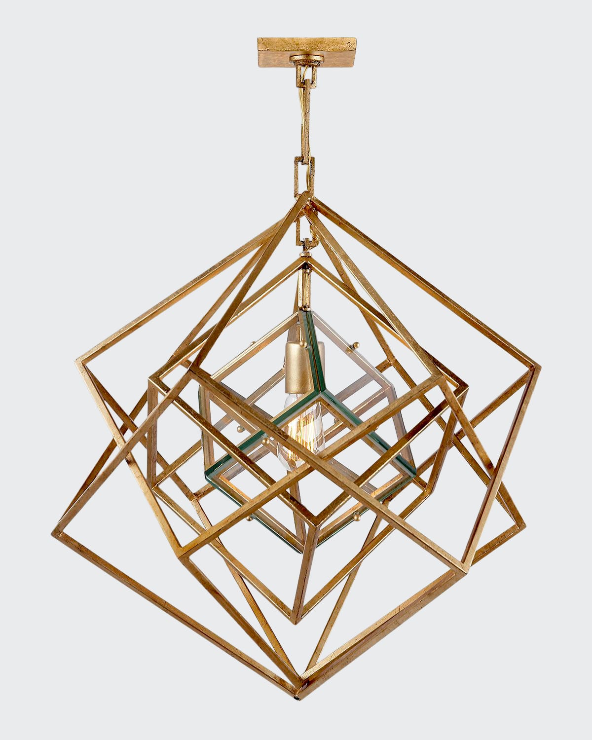 Kelly Wearstler For Visual Comfort Signature Cubist Small Chandelier In Gold