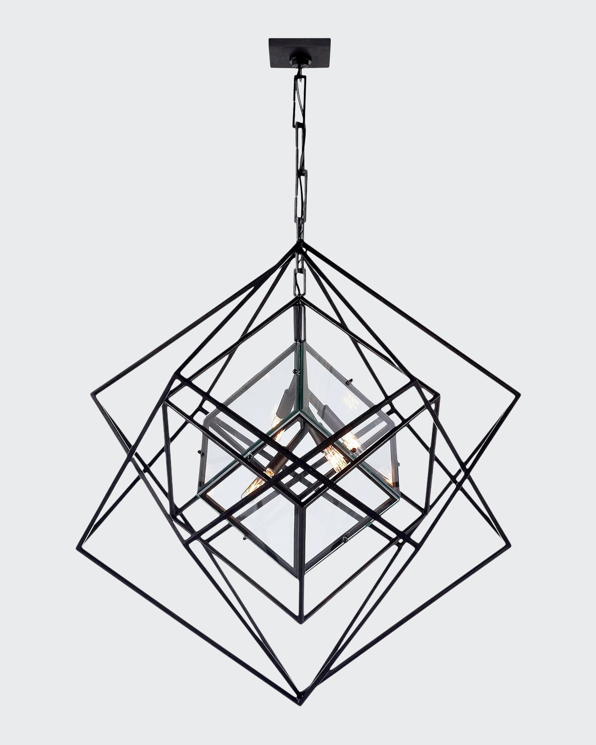 Kelly Wearstler For Visual Comfort Signature Cubist Medium Chandelier In Aged Iron