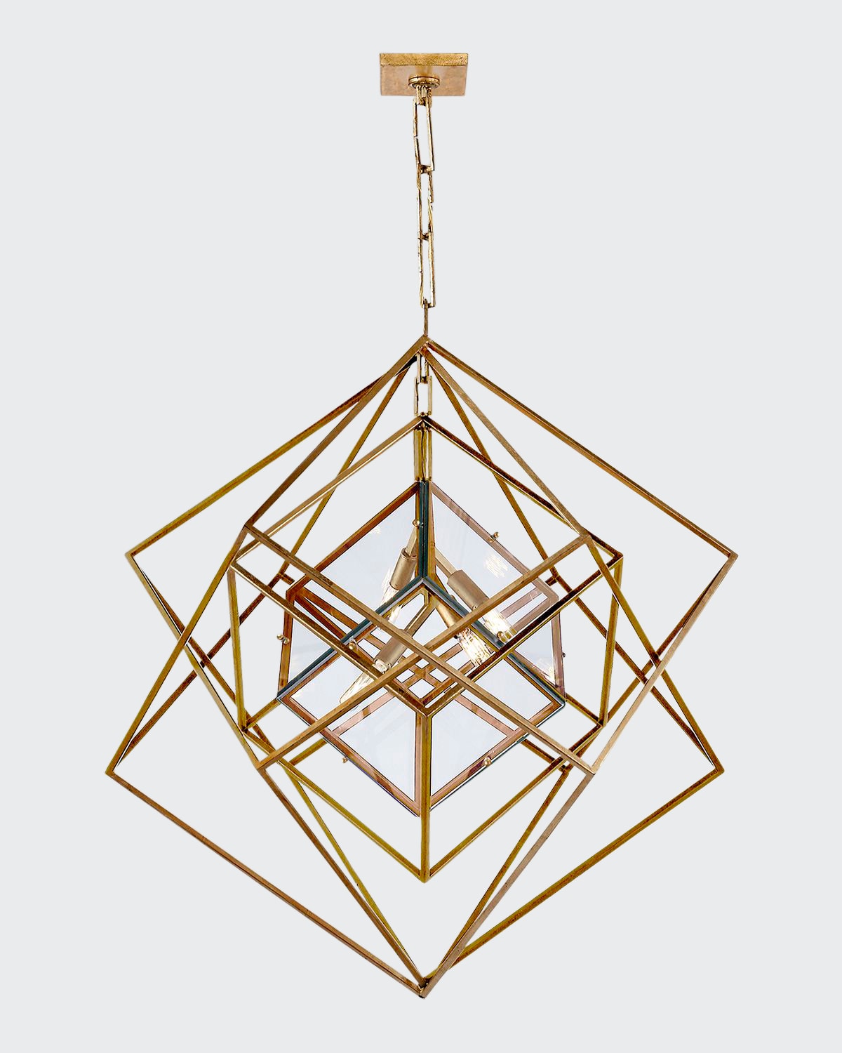 Kelly Wearstler For Visual Comfort Signature Cubist Medium Chandelier In Gold