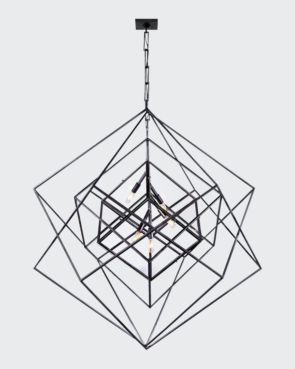Kelly Wearstler For Visual Comfort Signature Cubist Large Chandelier In Aged Iron