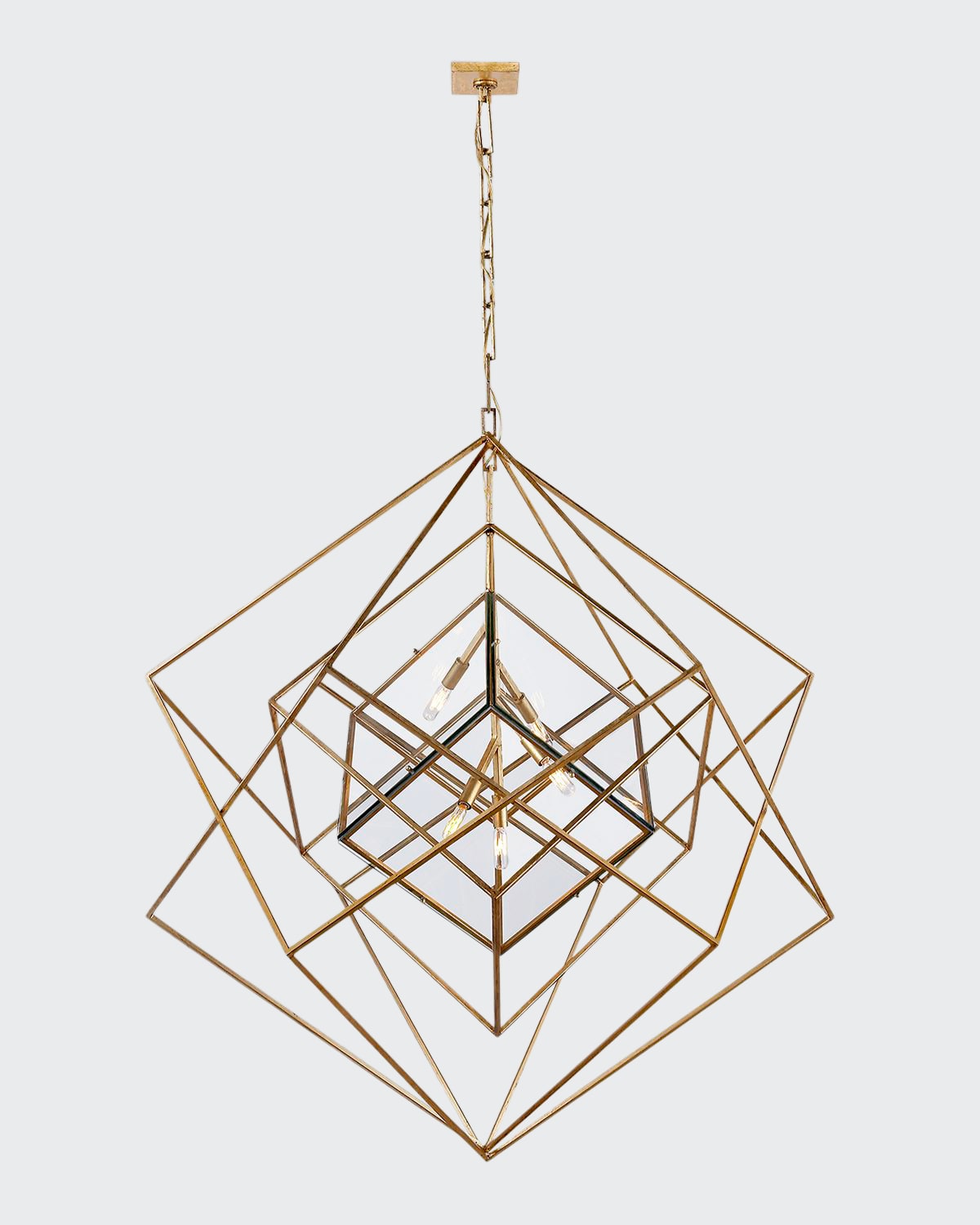 Kelly Wearstler For Visual Comfort Signature Cubist Large Chandelier In Gold