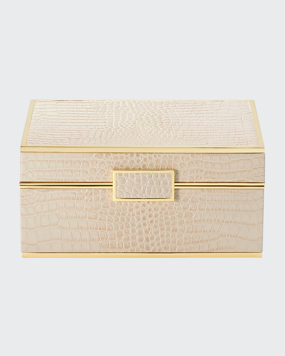 Aerin Classic Croc Small Jewelry Box In Fawn
