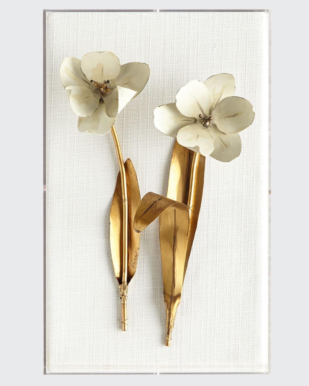 Tommy Mitchell Original Gilded Tulip On White Linen