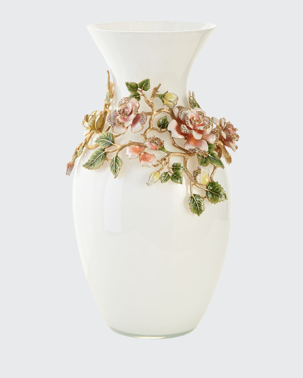 Jay Strongwater Rose Grand Vase In Multi