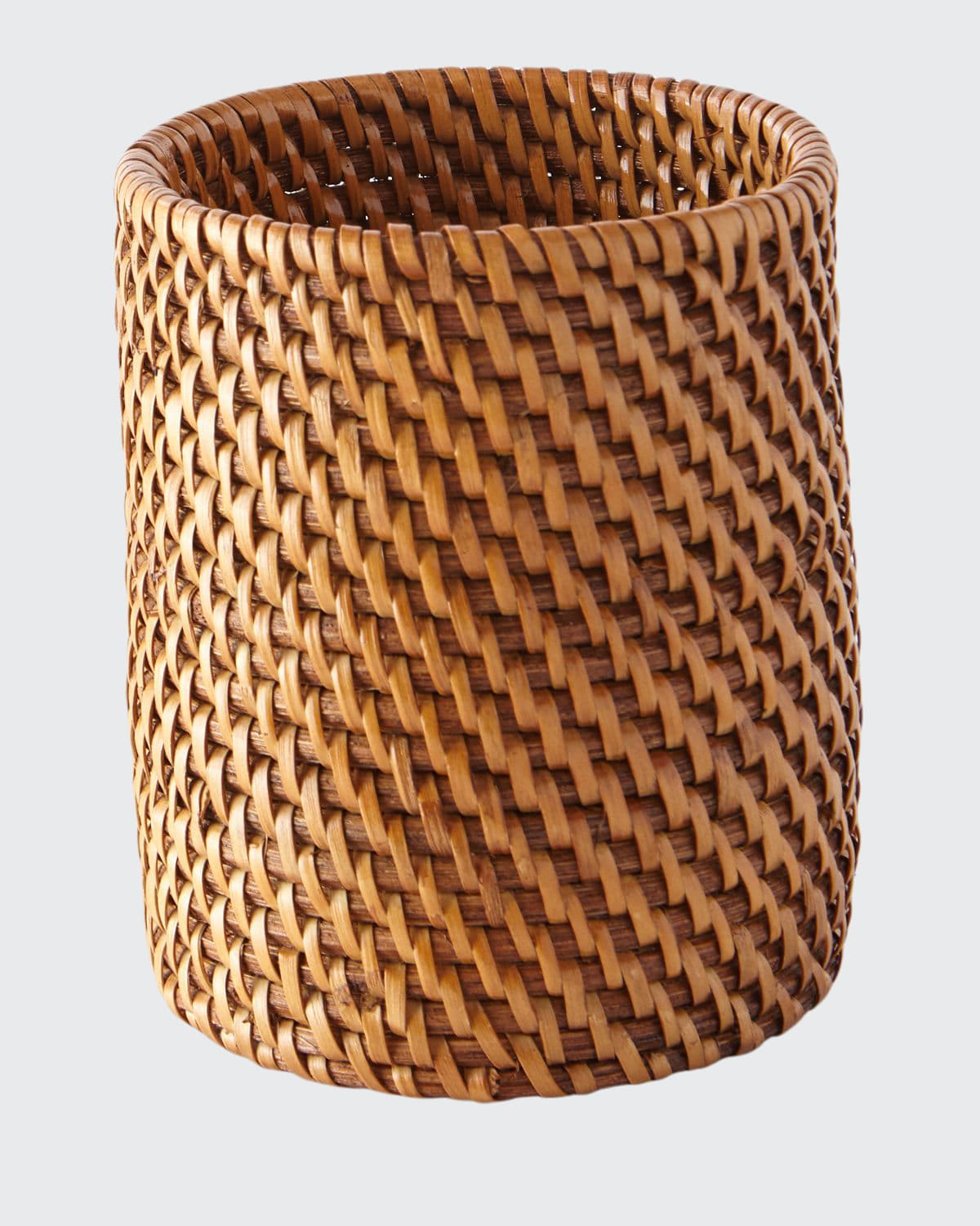 Pigeon & Poodle Dalton Round Rattan Brush Holder In Brown