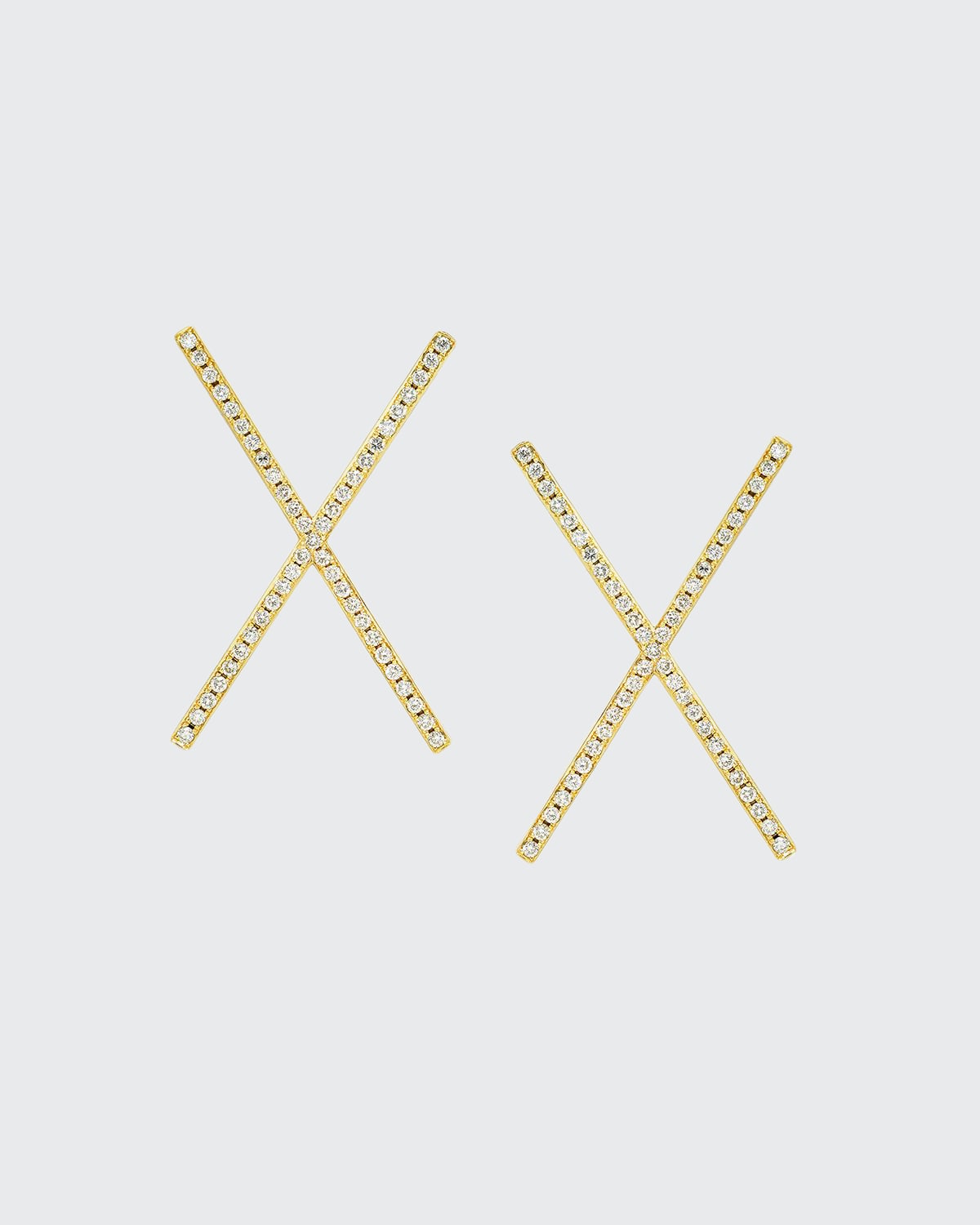 Established Jewelry 18k Yellow Gold Diamond Pave X-stud Earrings
