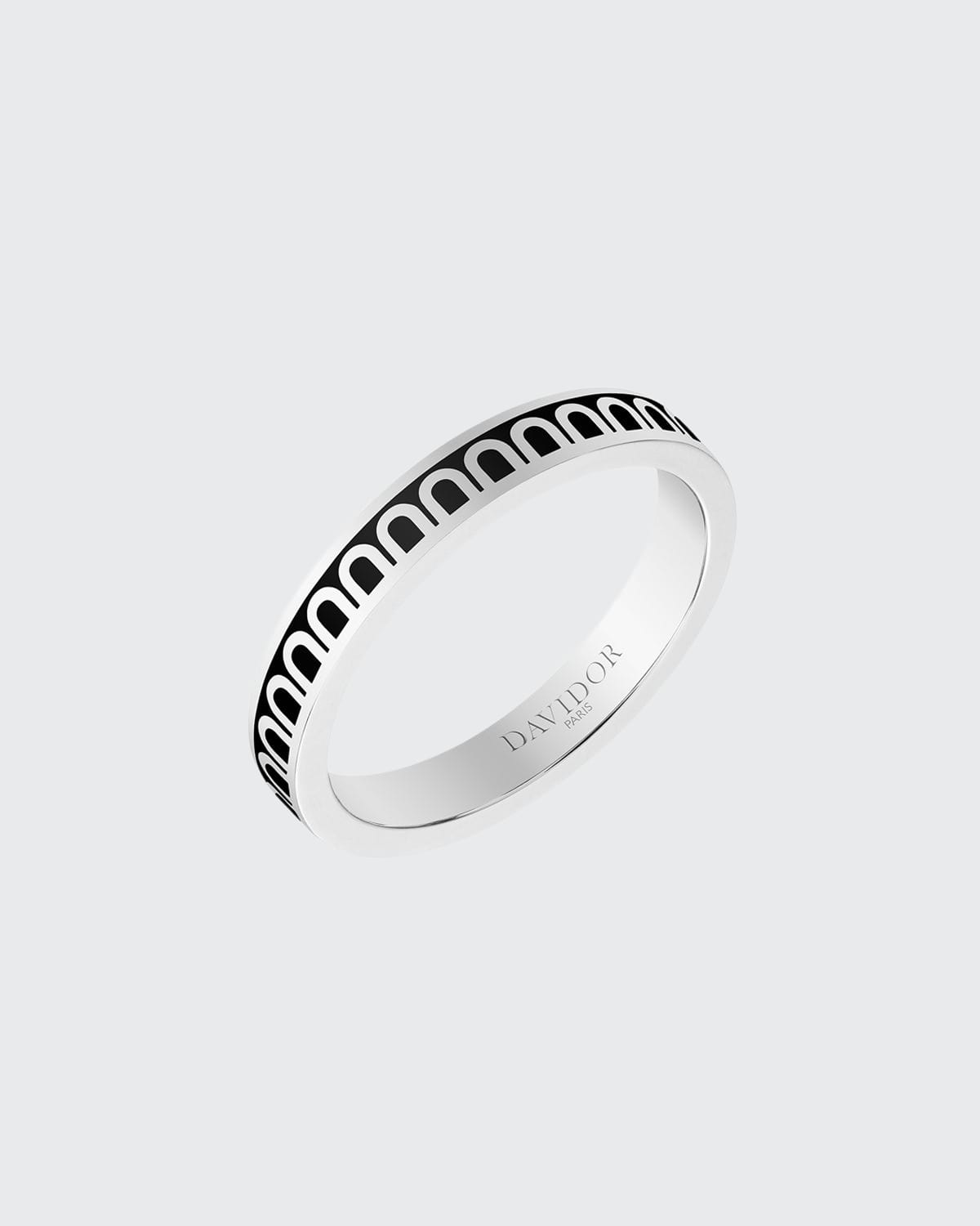 DAVIDOR L'Arc de Davidor 18k White Gold Ring - Petite Model, Caviar, Sz. 6.5
