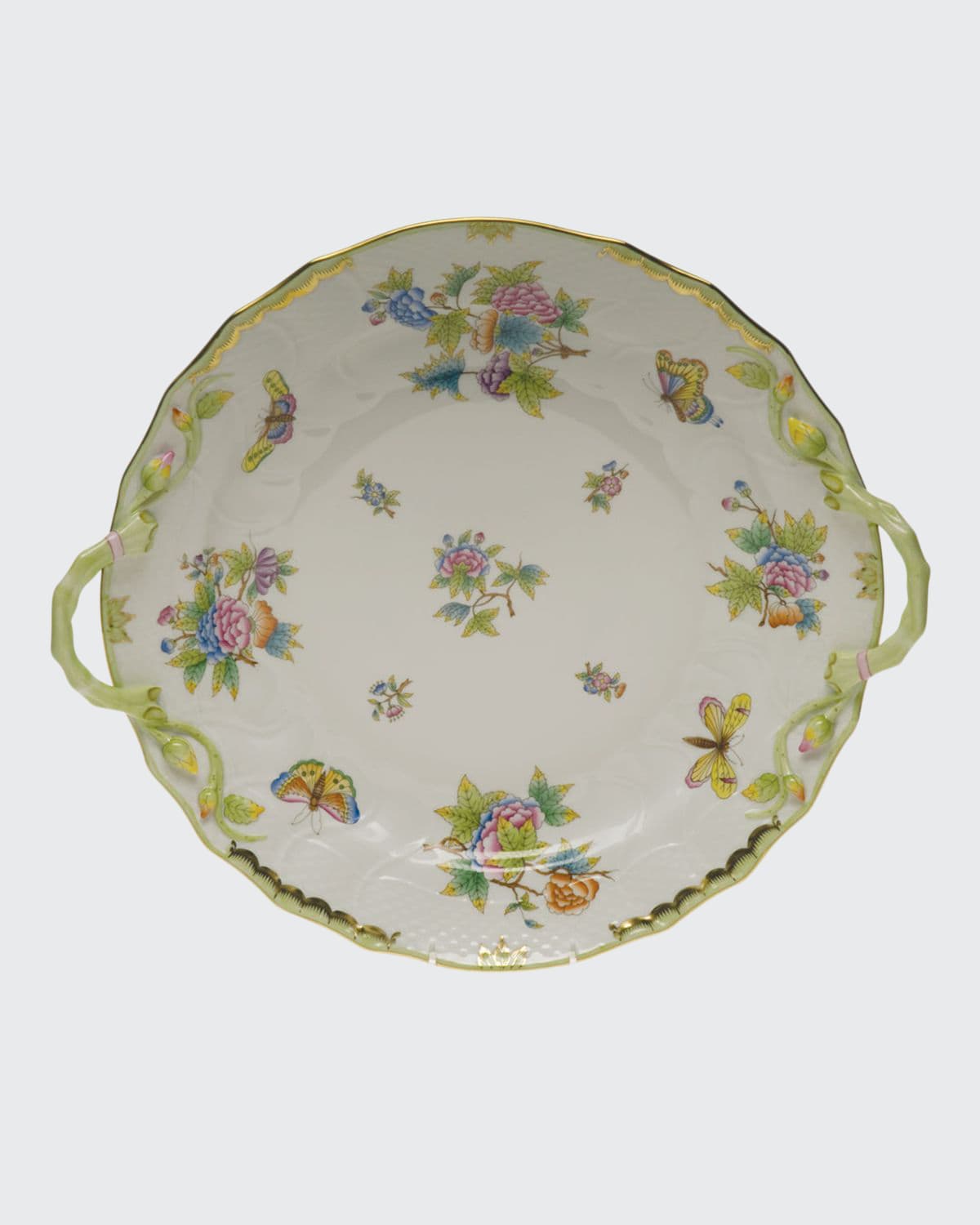 Shop Herend Queen Victoria Chop Plate With Handles In Green