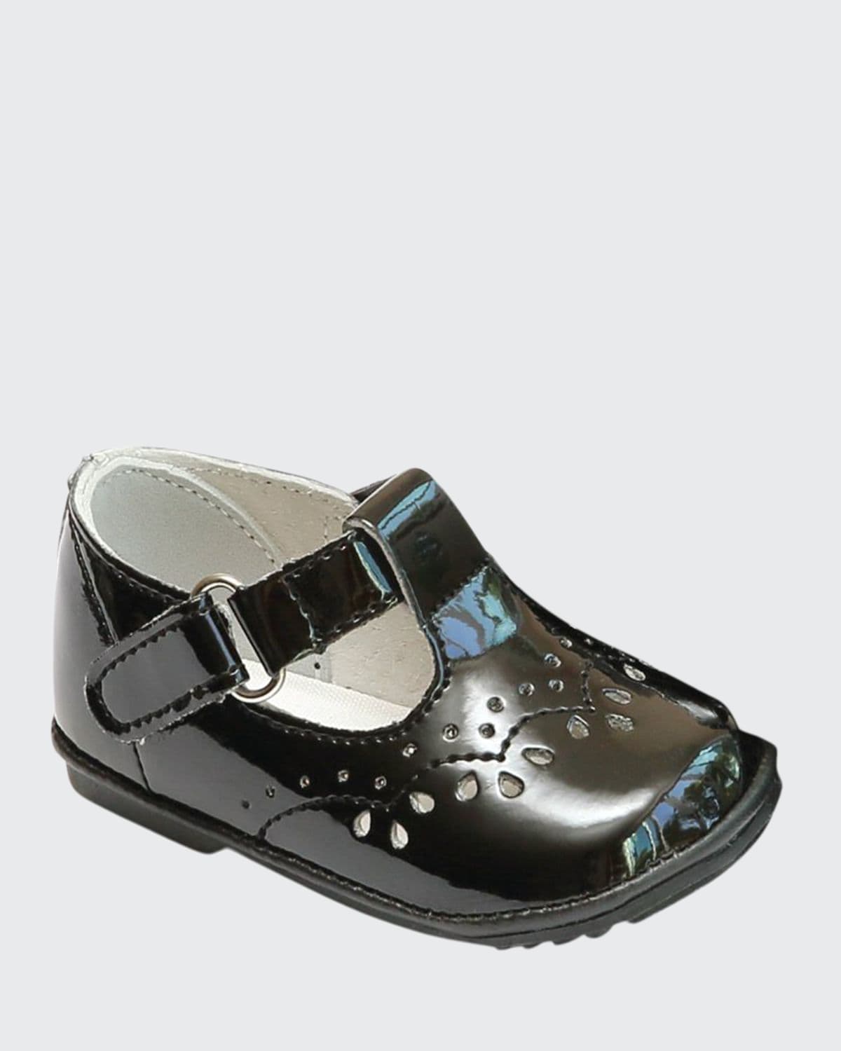 L'amour Shoes Kids' Girl's Birdie Patent Leather T-strap Brogue Mary Jane, Baby