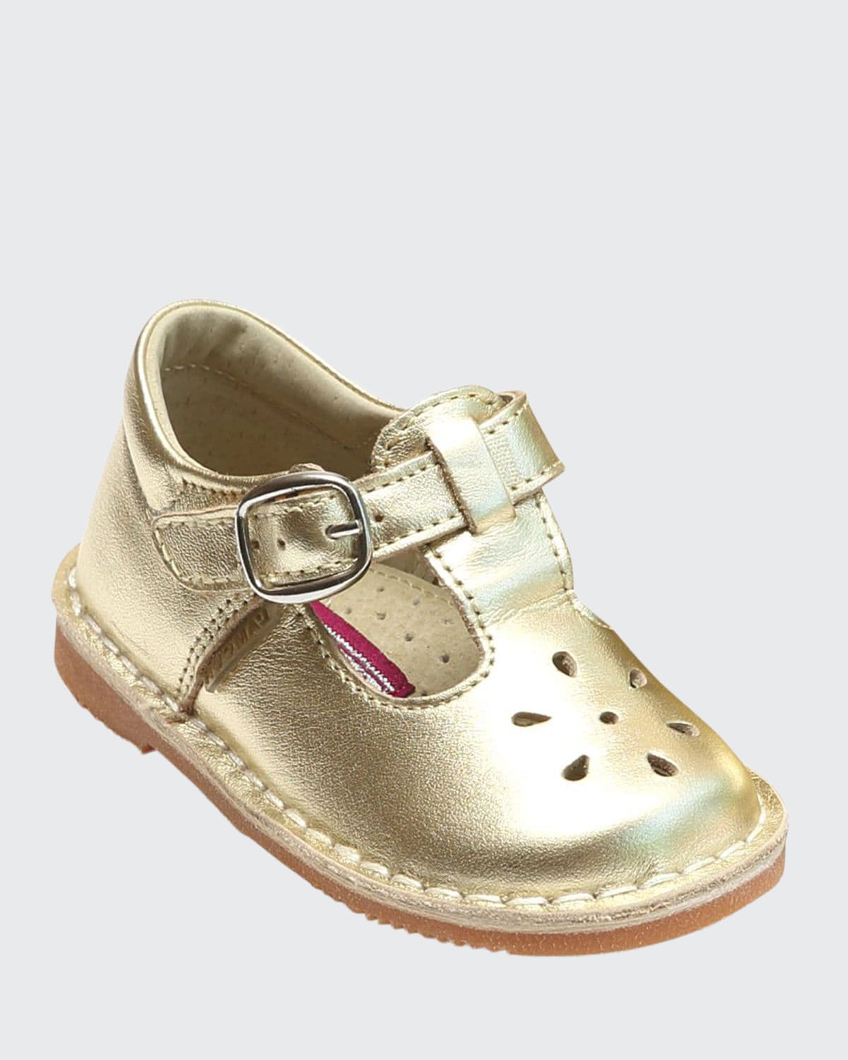 L'AMOUR SHOES GIRL'S JOY METALLIC LEATHER CUTOUT T-STRAP MARY JANE, BABY/TODDLER/KIDS