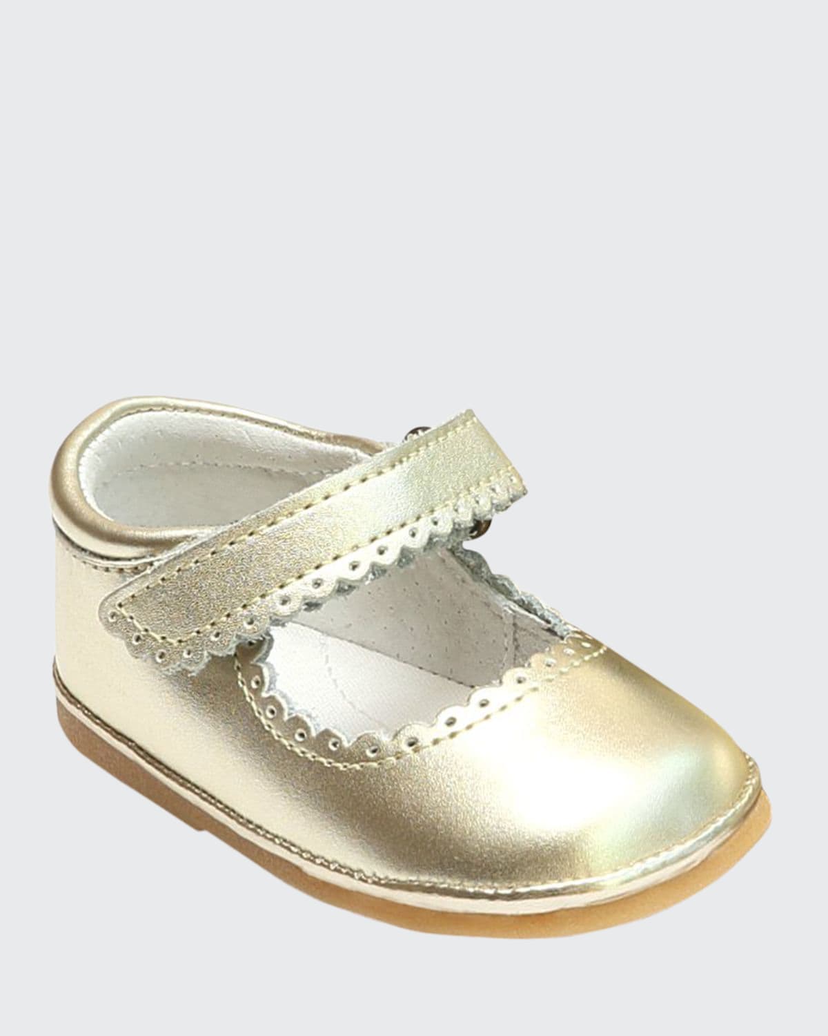L'amour Shoes Kids' Girl's Cara Scalloped Metallic Leather Mary Jane, Baby