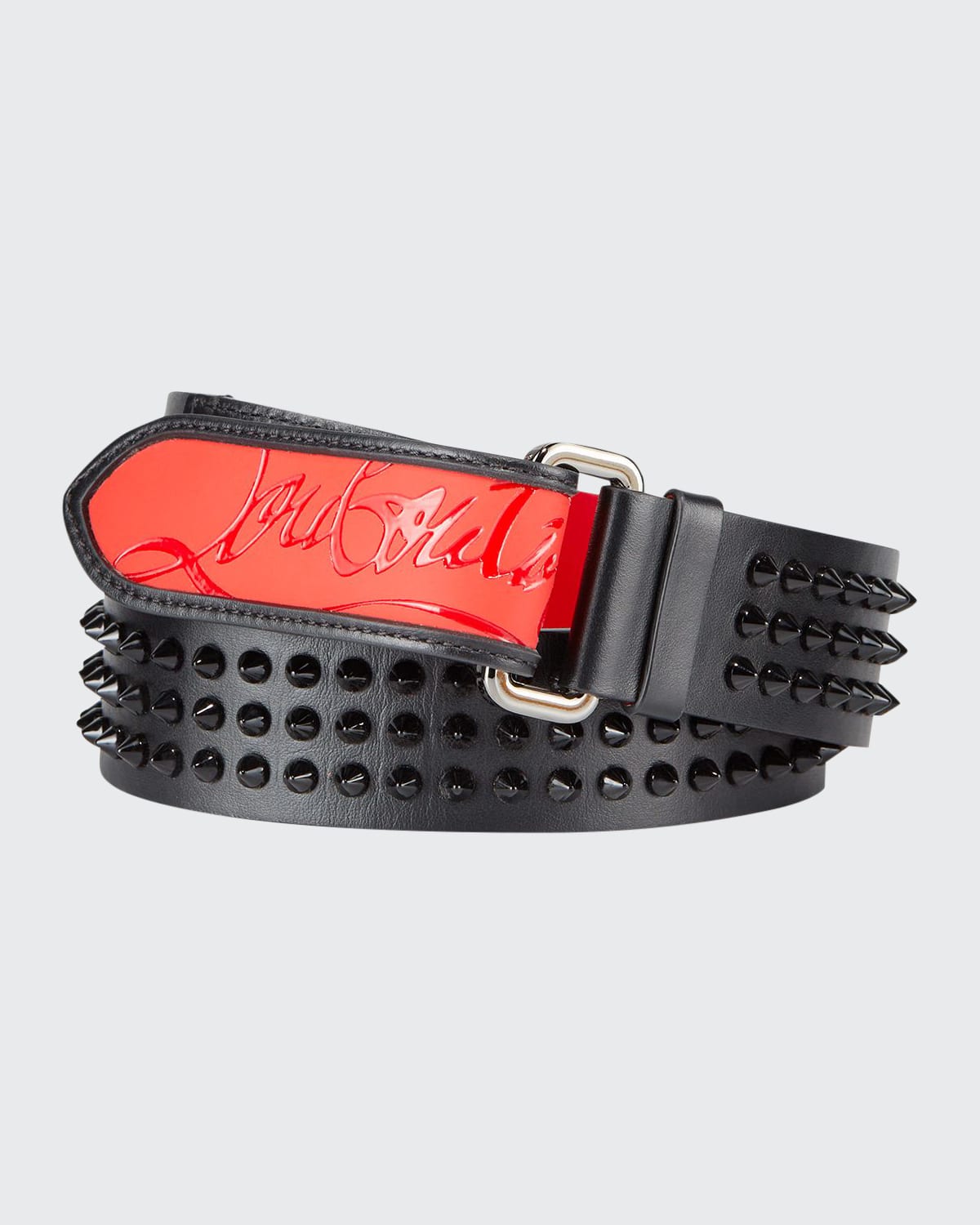 Men's Loubi Signature Tonal Spike Leather Belt