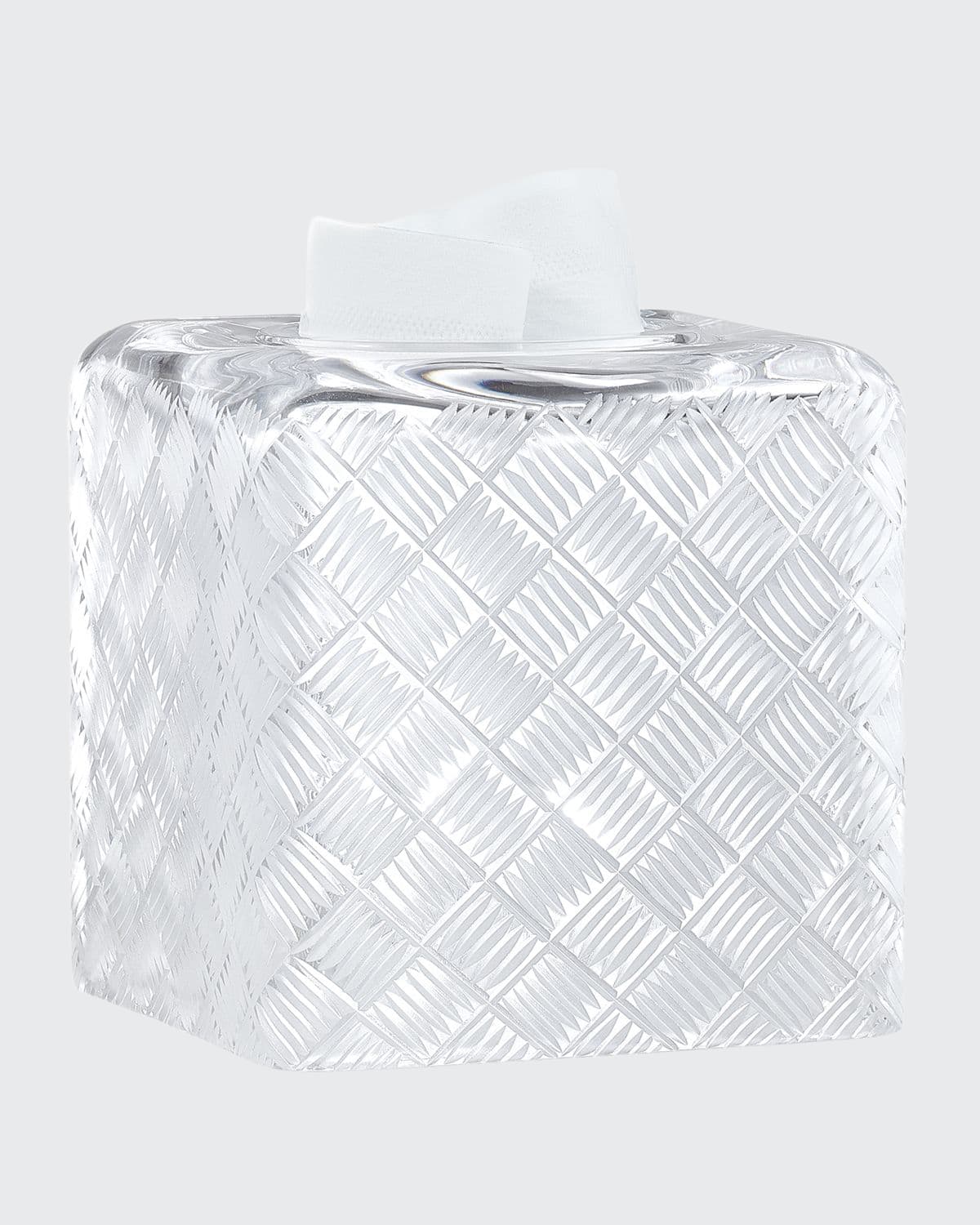 Labrazel Basket Weave Tissue Box Cover In Clear/frost