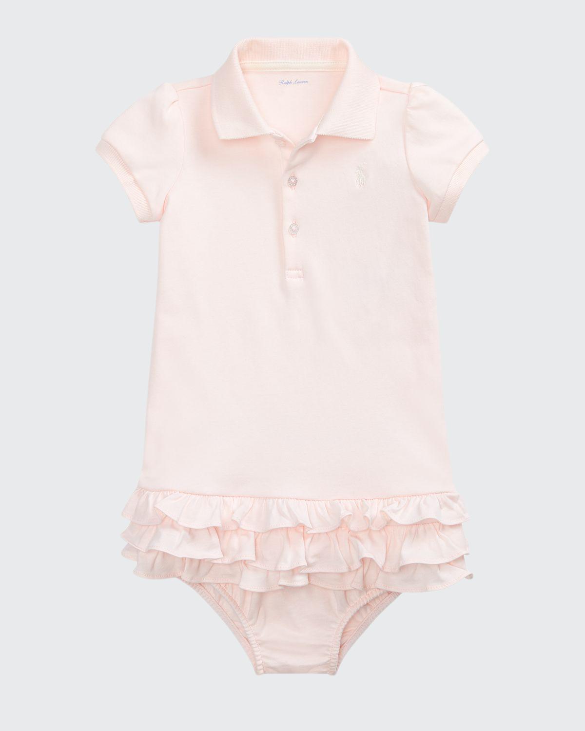 Polo Ralph Lauren Cupcake Ruffle Hem Polo Dress With Bloomers In Pink