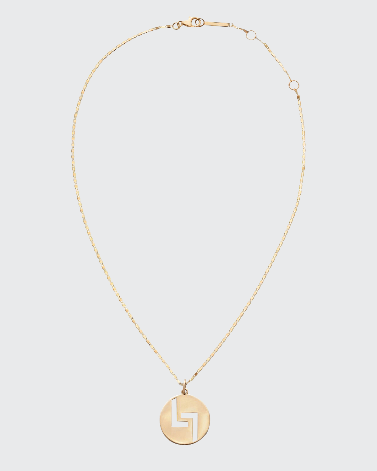 14k Gold 20mm Logo Pendant Necklace