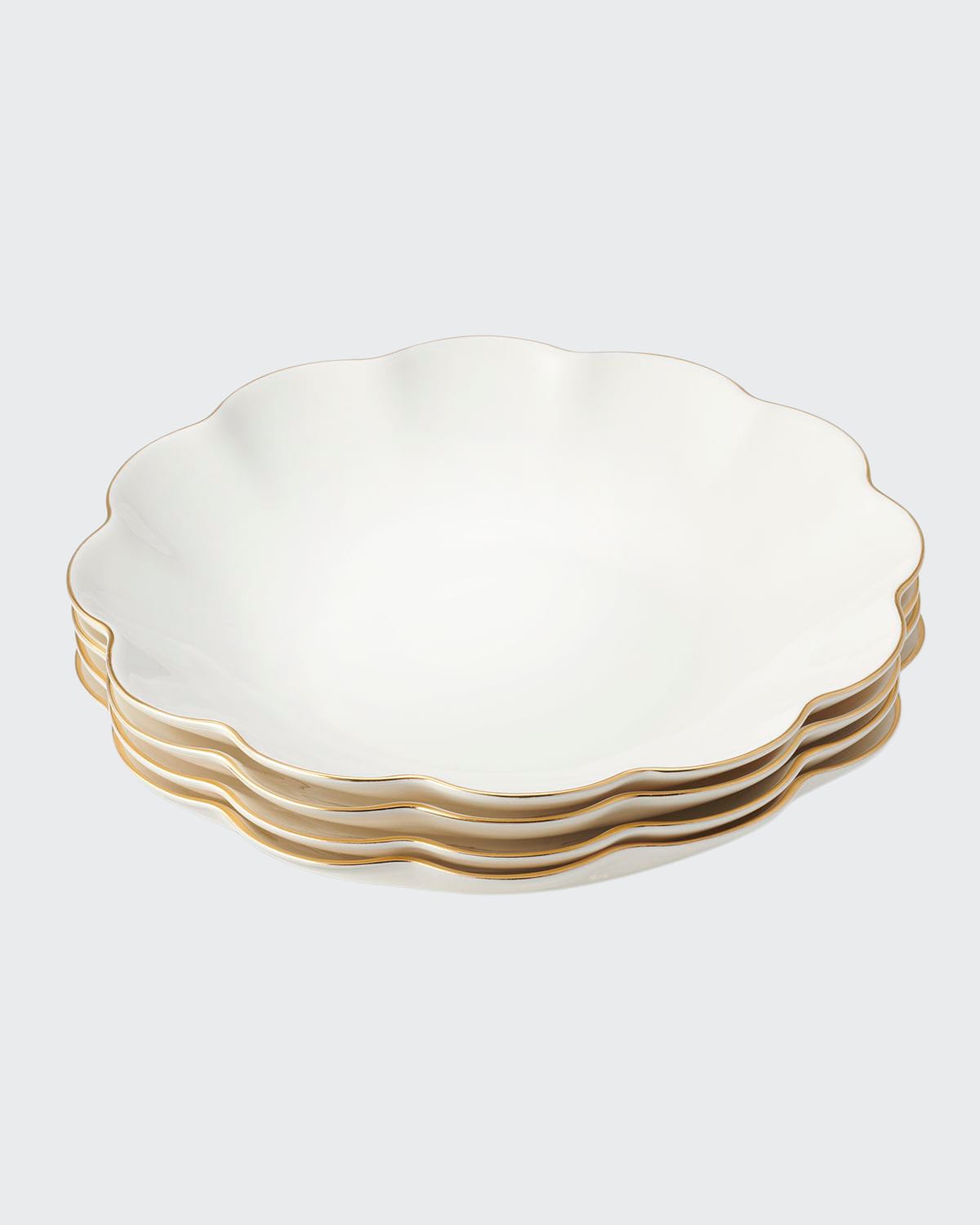 Aerin Scalloped Appetizer Plates, Set Of 4 In White