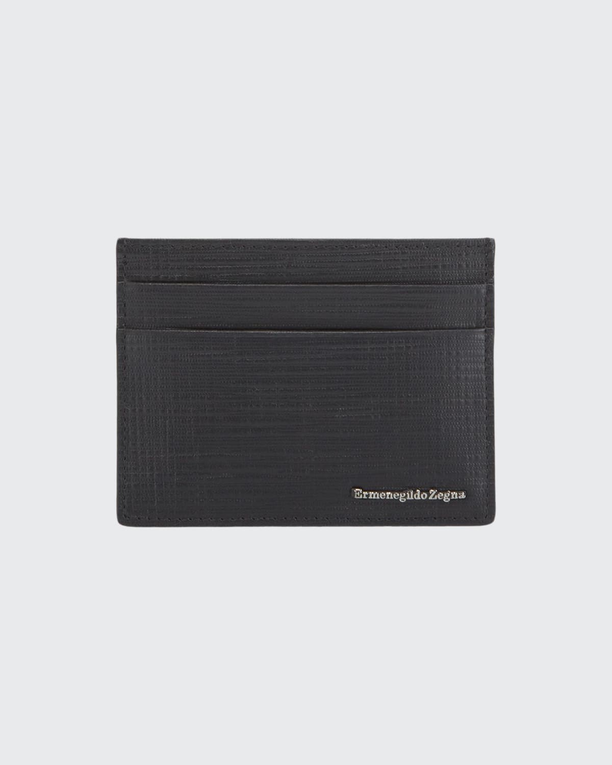 Ermenegildo Zegna Men's Printed Leather Card Case In Black