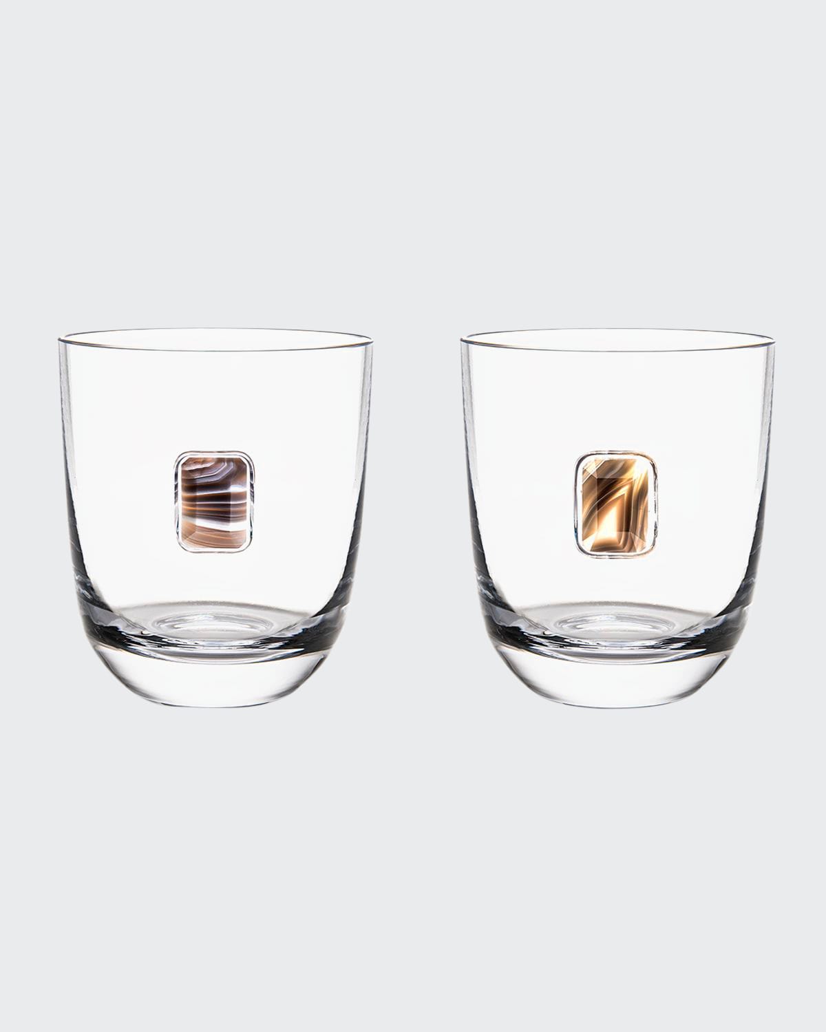 Anna New York Elevo Double Old-fashioned Glasses, Set Of 2 In Smoke Agate