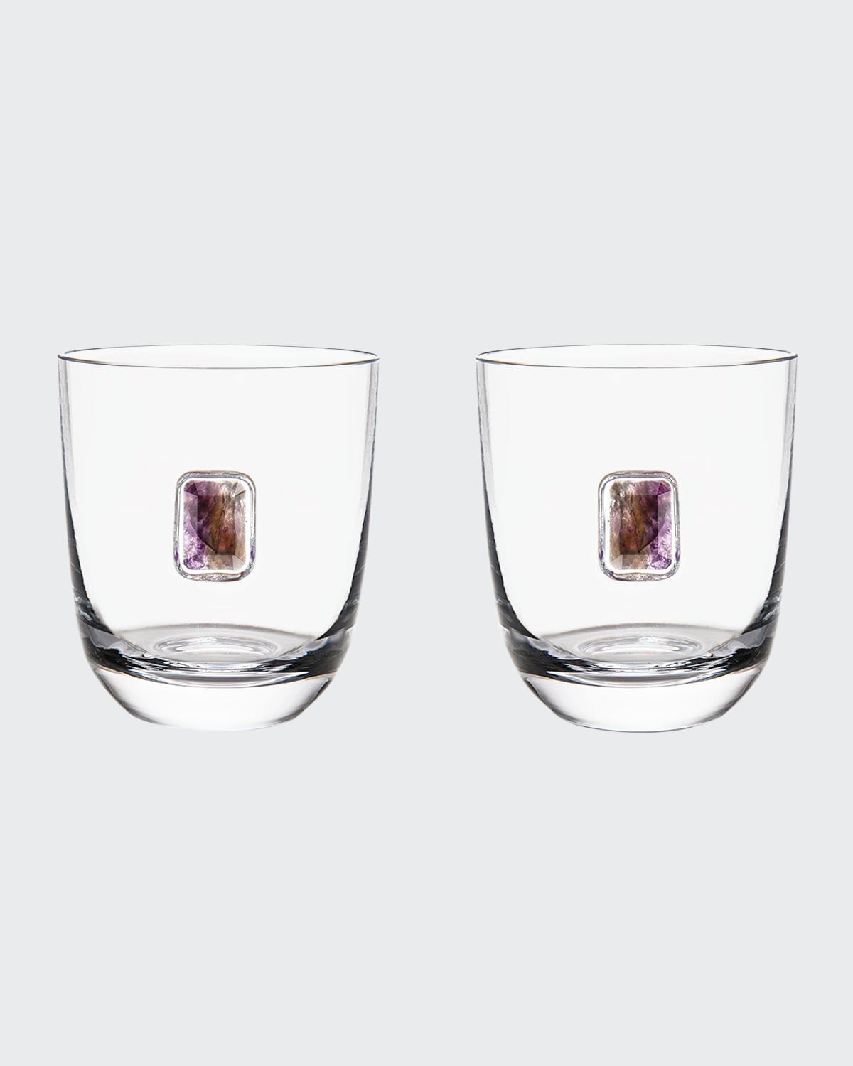 Shop Anna New York Elevo Double Old-fashioned Glasses, Set Of 2 In Amethyst