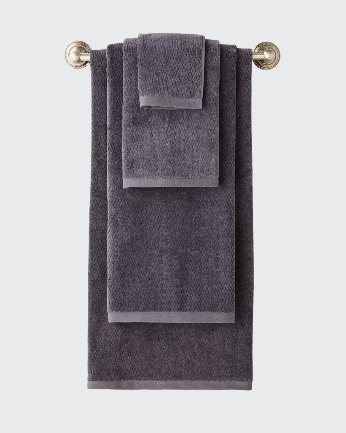 Shop Sferra Diamond Weave Bath Towel In Pewter
