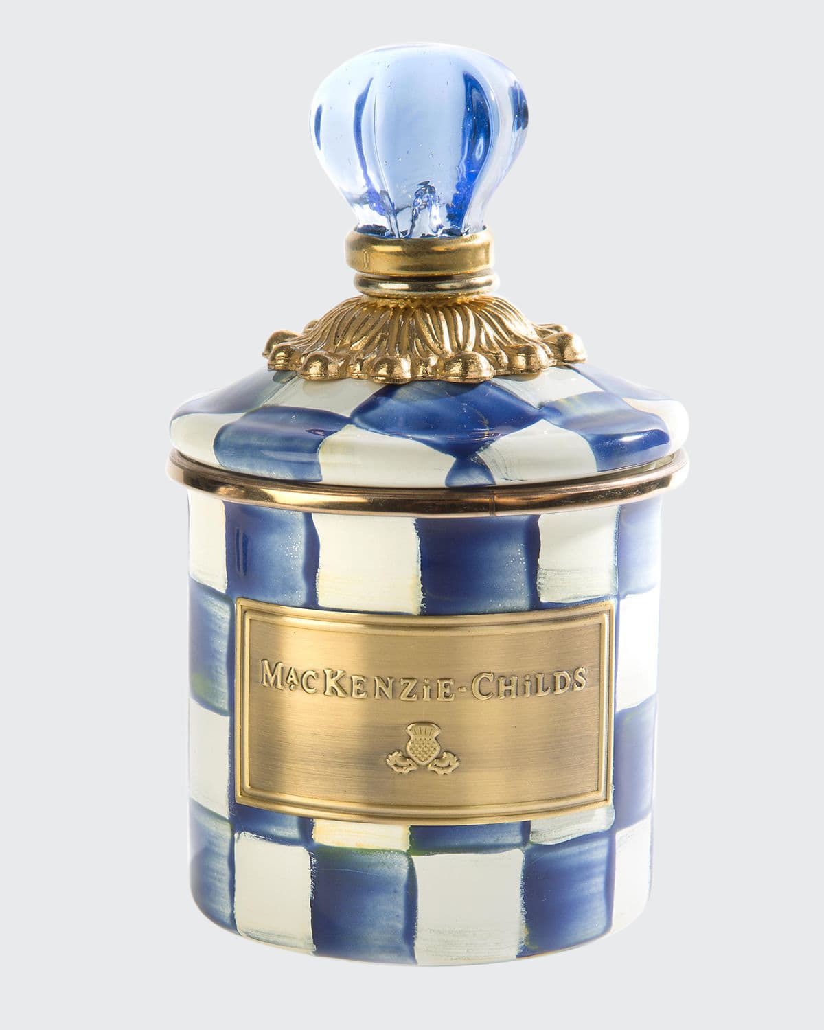 Mackenzie-childs Royal Check Mini Enamel Canister In Blue/white