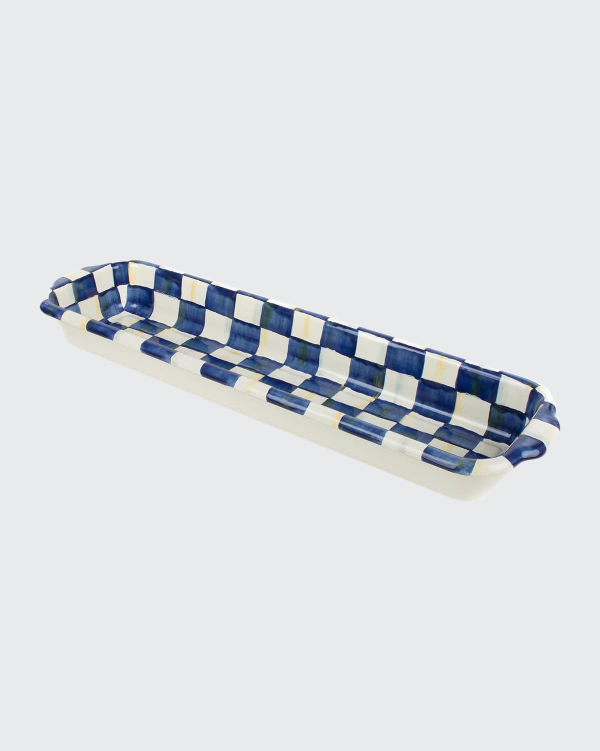 Mackenzie-childs Royal Check Baguette Dish In Blue/white