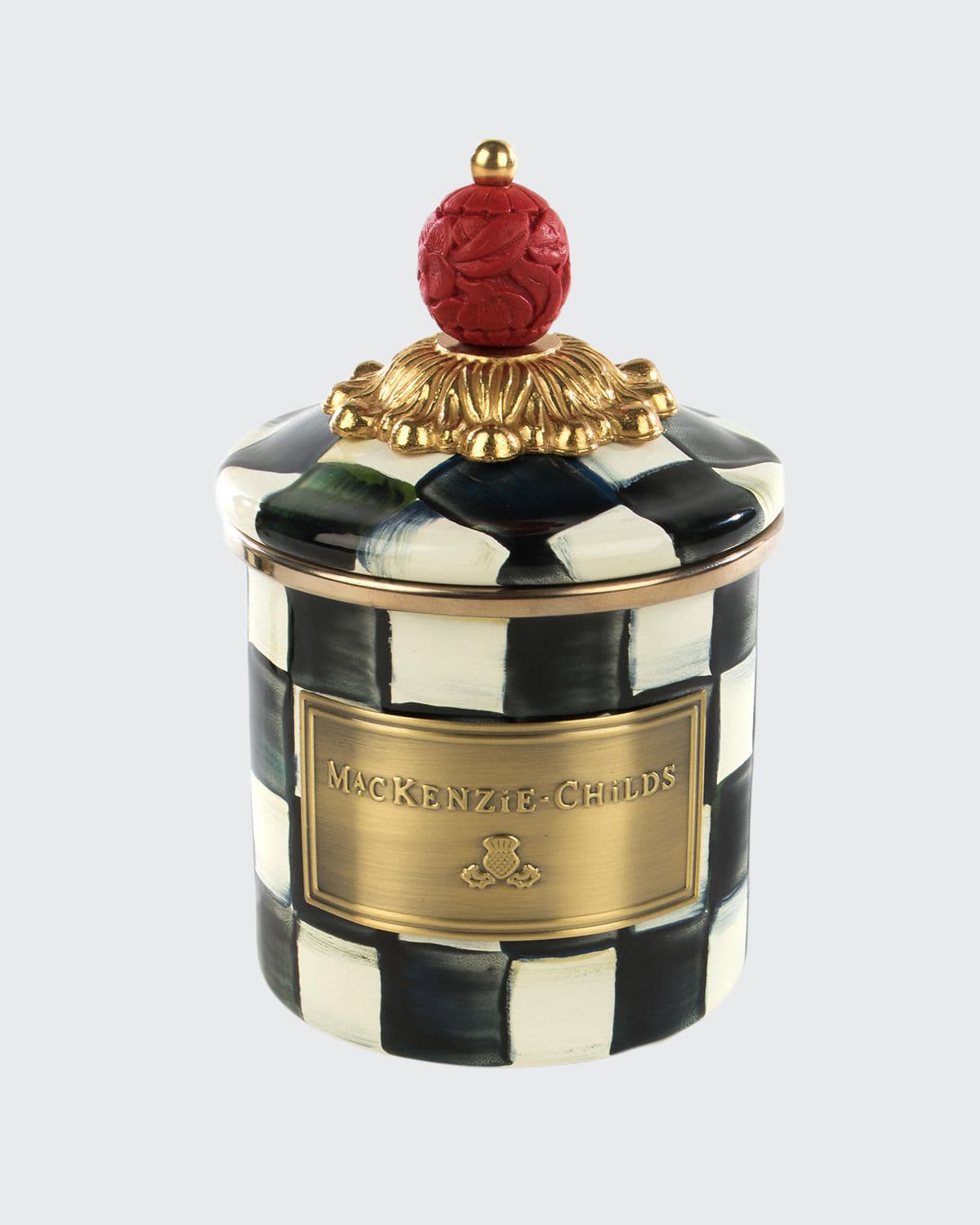 Mackenzie-childs Courtly Check Enamel Canister In Black/white