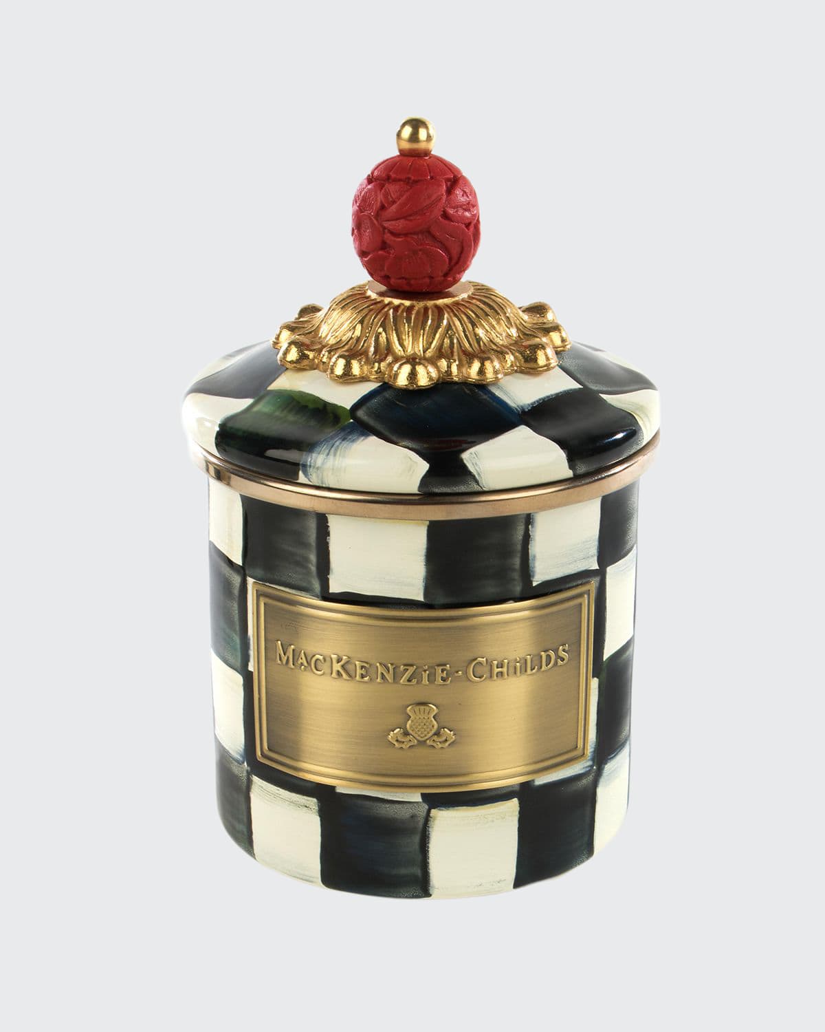 Mackenzie-childs Mackenzie Childs Courtly Check Enameled Steel Demi Canister In Black