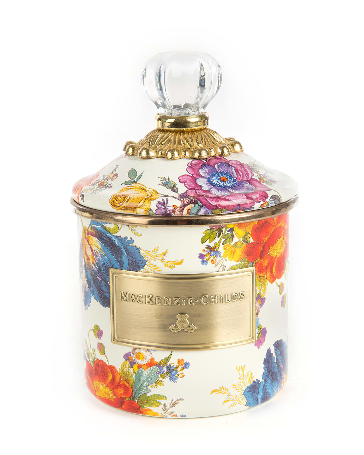 Mackenzie-childs Flower Market White Demi Canister In White Pattern